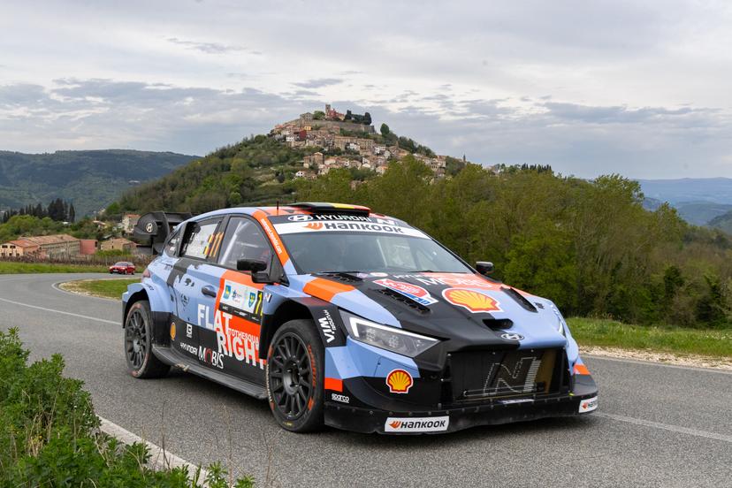 Thierry Neuville of Belgium and Martijn Wydaeghe of Belgium from Hyundai Shell Mobis World Rally Team in Hyundai i20 N Rally1 during Day Two of the FIA World Rally Championship Croatia on April 09, 2026 in Motovun, Istria County, Croatia. Photo: Srecko Niketic/PIXSELL BELGIUM ONLY