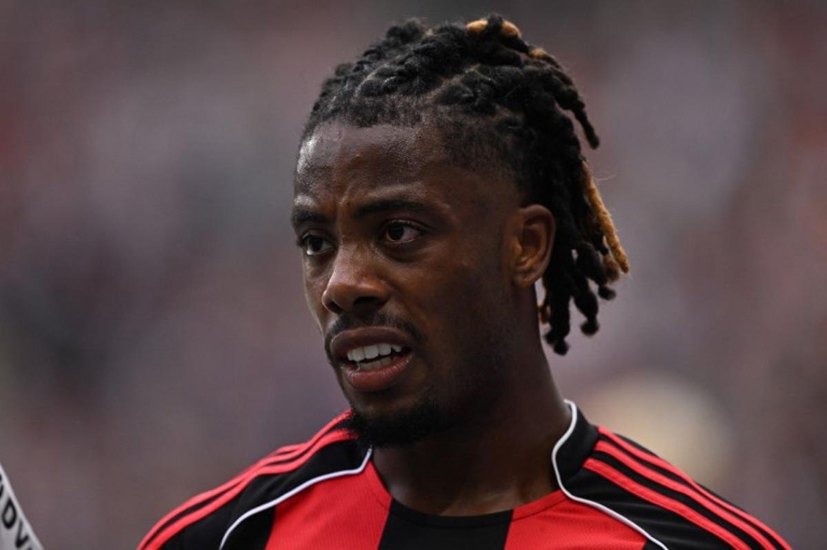 Frankfurt's French forward #17 Elye Wahi reacts during the German first division Bundesliga football match between Eintracht Frankfurt and Werder Bremen in Frankfurt am Main, western Germany on August 23, 2025.  Kirill KUDRYAVTSEV / AFP
