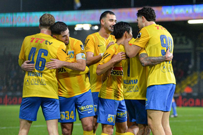 Westerlo's Allahyar Sayyadmanesh celebrates after scoring during a soccer match between KVC Westerlo and RSC Anderlecht, Sunday 07 December 2025 in Westerlo, on day 17 of the 2025-2026 'Jupiler Pro League' first division of the Belgian championship. BELGA PHOTO JILL DELSAUX