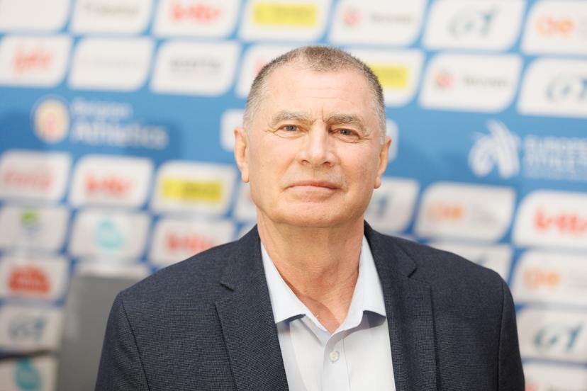 European Athletics chairman Dobromir Karamarinov poses for the photographer during a press conference of European Athletics, Belgian Athletics and Golazo on the first European Running Championships, 10km, half marathon and marathon, this weekend in Brussels and Leuven, Friday 11 April 2025, in Brussels. BELGA PHOTO HATIM KAGHAT