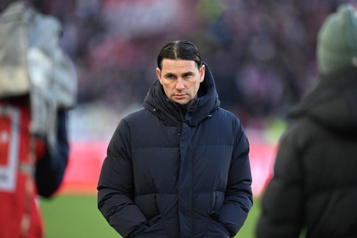 Moenchengladbach's Swiss headcoach Gerardo Seoane arrives for an interview prior to the German first division Bundesliga football club between VfB Stuttgart and Borussia Moenchengladbach in Stuttgart, southwestern Germany, on February 1, 2025.  THOMAS KIENZLE / AFP