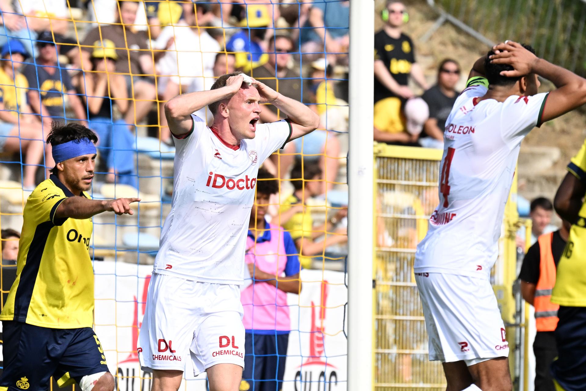 Essevee's Jakob Kiilerich looks dejected during a soccer match between Union Saint-Gilloise and SV Zulte Waregem, Saturday 15 August 2026 in Brussels, on day 2 of the 2026-2027 'Jupiler Pro League' first division of the Belgian championship. BELGA PHOTO MAARTEN STRAETEMANS