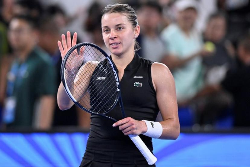 Poland's Maja Chwalinska celebrates after winning against Poland's Iga Swiatek during their women's singles semi-final match at the Wuhan Open tennis tournament in Wuhan, China's Hubei province on October 17, 2026.  WANG Zhao / AFP