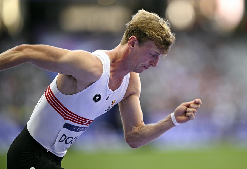 Belgian athlete Alexander Doom prepares before the men's 400m semifinals at the athletics competition at the Paris 2024 Olympic Games, on Tuesday 06 August 2024 in Paris, France. The Games of the XXXIII Olympiad are taking place in Paris from 26 July to 11 August. The Belgian delegation counts 165 athletes competing in 21 sports. BELGA PHOTO JASPER JACOBS