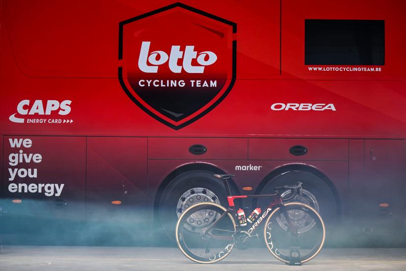 Lotto Cycling Team Orbea bike pictured at the Lotto Cycling Team media day, in Temse, Friday 03 January 2025. BELGA PHOTO GOYVAERTS