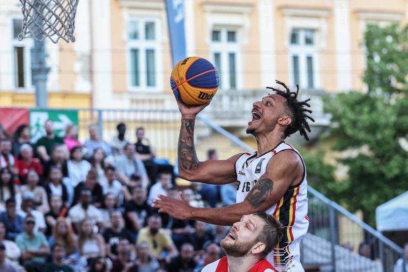 Belgian Dennis Donkor is pictured in action during a third game in the group stage between Belgium and Poland in the group D at the Olympic qualification tournament for the 2024 Olympics, in Debrecen, Hungary, Saturday 18 May 2024. BELGA PHOTO NIKOLA KRSTIC
