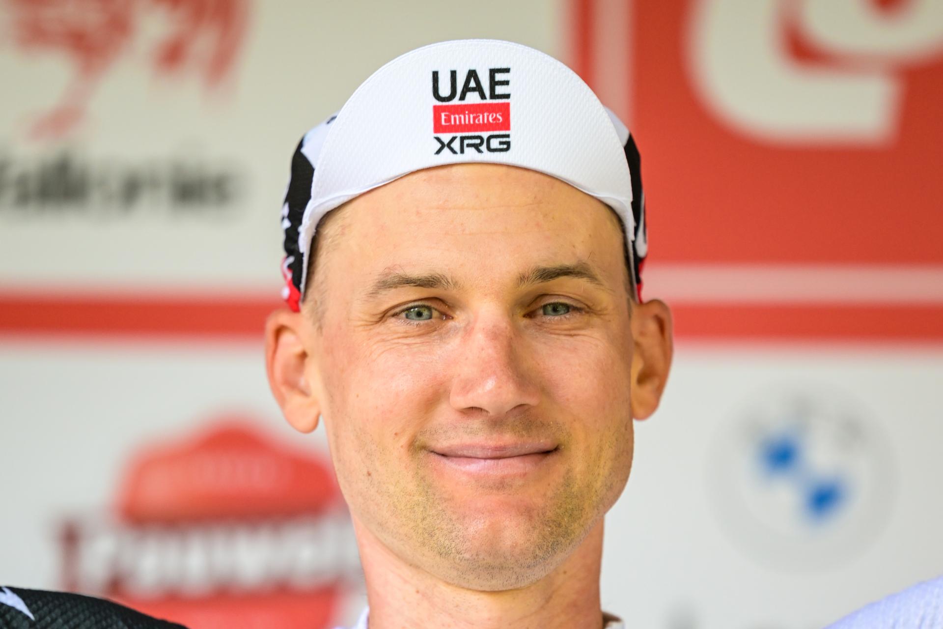 Belgian Tim Wellens of UAE Team Emirates-XRG pictured on the podium after the one day cycling race Grand Prix de Wallonie 2026 (196,8 km), in Namur, on Wednesday 16 September 2026.  BELGA PHOTO DAVID PINTENS