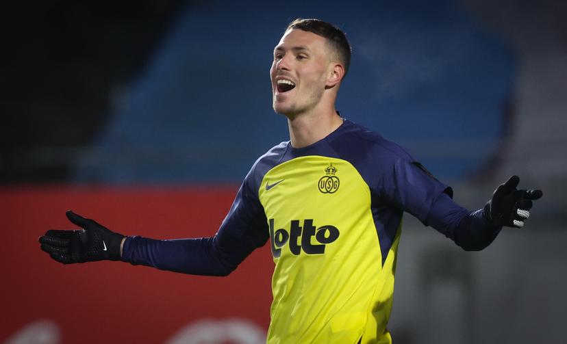 Union's Raul Florucz celebrates after scoring during a soccer match between Royale Union Saint-Gilloise and Cercle Brugge, Saturday 22 November 2025 in Brussels, on day 15 of the 2025-2026 'Jupiler Pro League' first division of the Belgian championship. BELGA PHOTO VIRGINIE LEFOUR