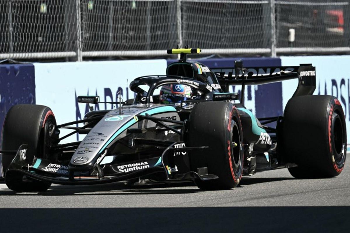 Mercedes' Italian driver Kimi Antonelli races during the qualifying session for the 2026 Miami Formula One Grand Prix at Miami International Autodrome in Miami Gardens, Florida, on May 2, 2026.   CHANDAN KHANNA / AFP