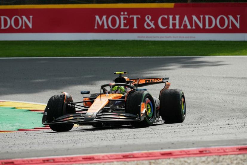 McLaren's British driver Lando Norris races during the Formula One Belgian Grand Prix at the Spa-Francorchamps circuit in Spa, on July 27, 2025.  Dimitar DILKOFF / AFP