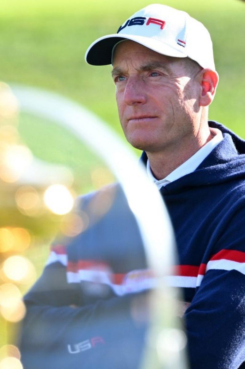 US vice-captain, Jim Furyk waits for the US team official team portraits ahead of the 44th Ryder Cup at the Marco Simone Golf and Country Club in Rome on September 28, 2023.   Andreas SOLARO / AFP