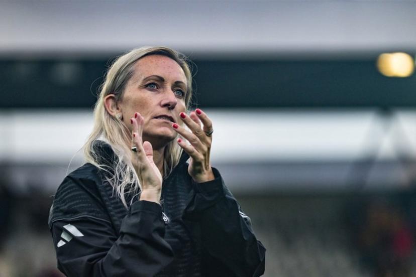Belgium's coach Elisabet Gunnarsdottir reacts after losing the UEFA Women's Euro 2025 Group B football match between Spain and Belgium at the Arena Thun stadium in Thun on July 7, 2025.  Miguel MEDINA / AFP