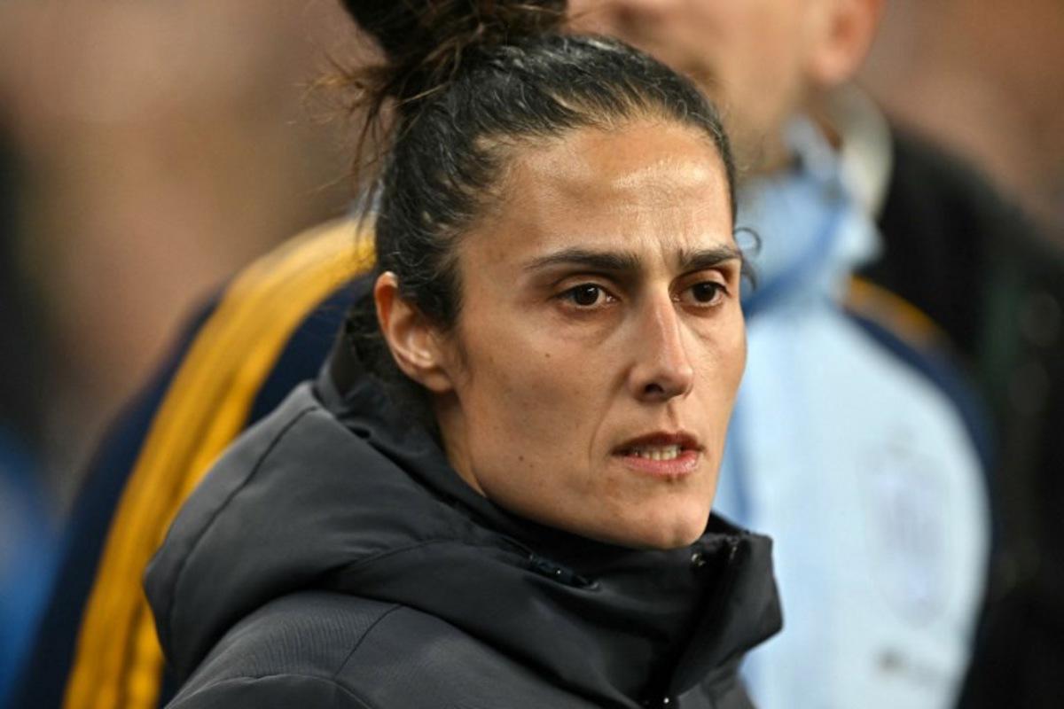Spain's coach Montserrat Tome reacts ahead of the UEFA Women's Nations League group A3 football match between England and Spain at Wembley Stadium in London on February 26, 2025.   Glyn KIRK / AFP