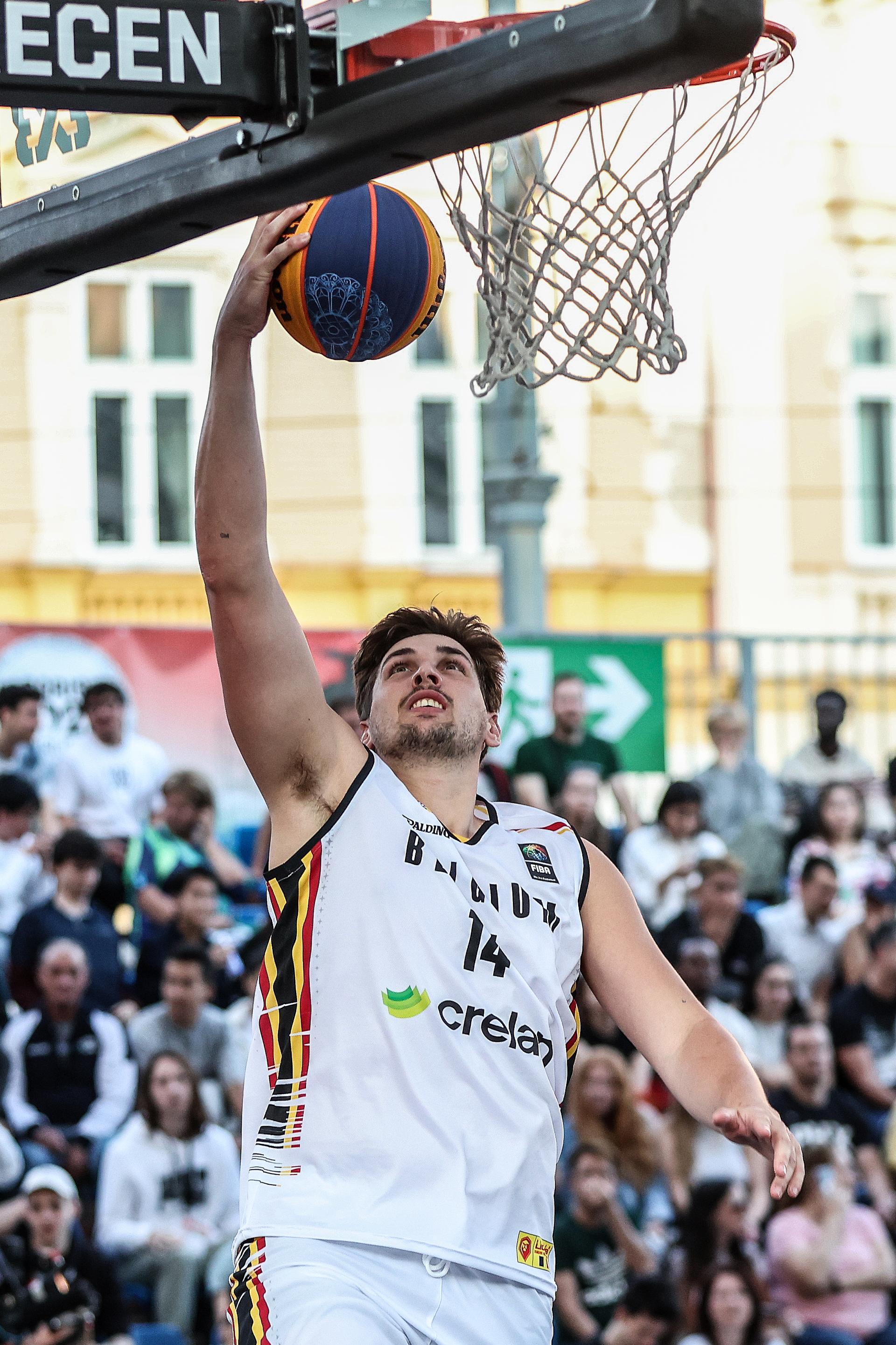 Belgian Jonas Foerts is pictured in action during a third game in the group stage between Belgium and Poland in the group D at the Olympic qualification tournament for the 2024 Olympics, in Debrecen, Hungary, Saturday 18 May 2024. BELGA PHOTO NIKOLA KRSTIC