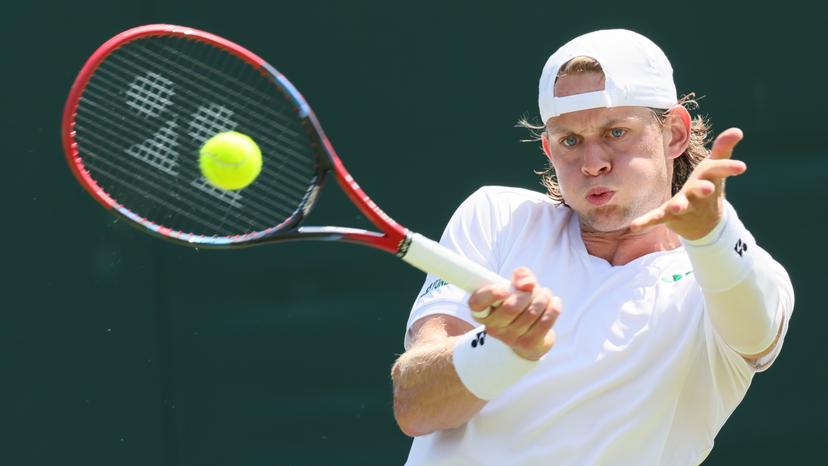 Belgian Zizou Bergs pictured in action during a tennis match against South African Harris, in the first round of the men's singles at the 2025 Wimbledon grand slam tournament, Monday 30 June 2025 at the All England Tennis Club, in South-West London, Britain. BELGA PHOTO BENOIT DOPPAGNE