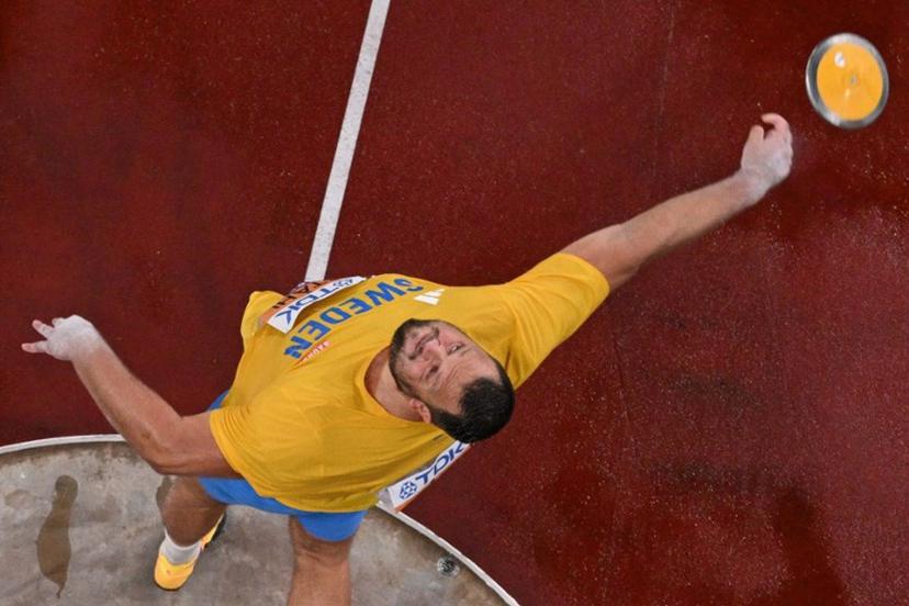 Sweden's athlete Daniel Stahl competes in the men's discus throw final during the World Athletics Championships in Tokyo on September 21, 2025.  Antonin THUILLIER / POOL / AFP