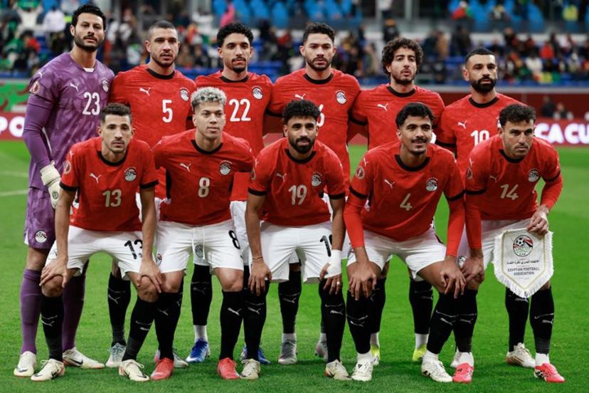 Egypt's players pose for a team picture prior the Africa Cup of Nations (CAN) semi-final football match between Senegal and Egypt at the Grand stadium in Tangiers on January 14, 2026.   Abdel Majid BZIOUAT / AFP