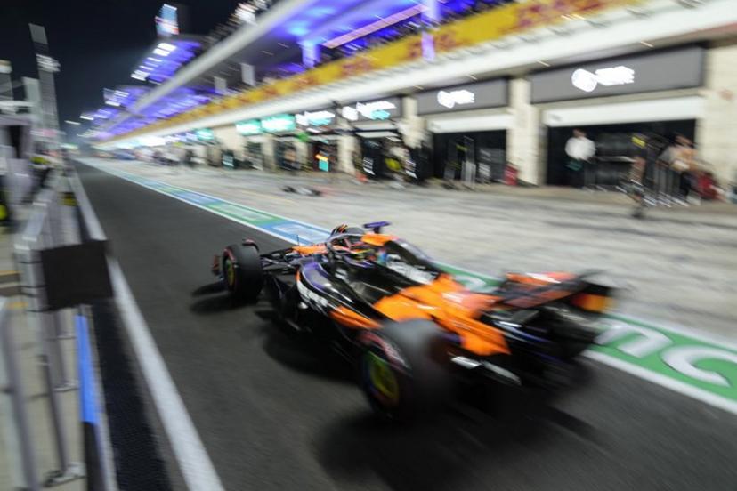 McLaren's Australian driver Oscar Piastri leaves the pit during the qualifying session ahead of the Formula One Qatar Grand Prix at the Lusail International Circuit in Lusail on November 29, 2025.  Darko Bandic / POOL / AFP