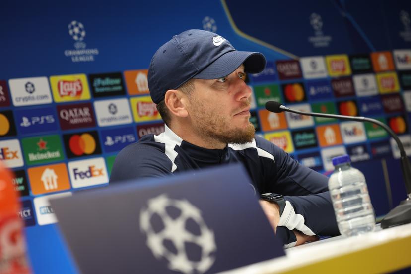 Union's head coach Sebastien Pocognoli pictured during a press conference of Belgian soccer team Royale Union Saint-Gilloise in Brussels, on Tuesday 30 September 2025. The team prepares for tomorrow's match against English team Newcastle United FC, on the second day of the League phase of the UEFA Champions League tournament. BELGA PHOTO VIRGINIE LEFOUR