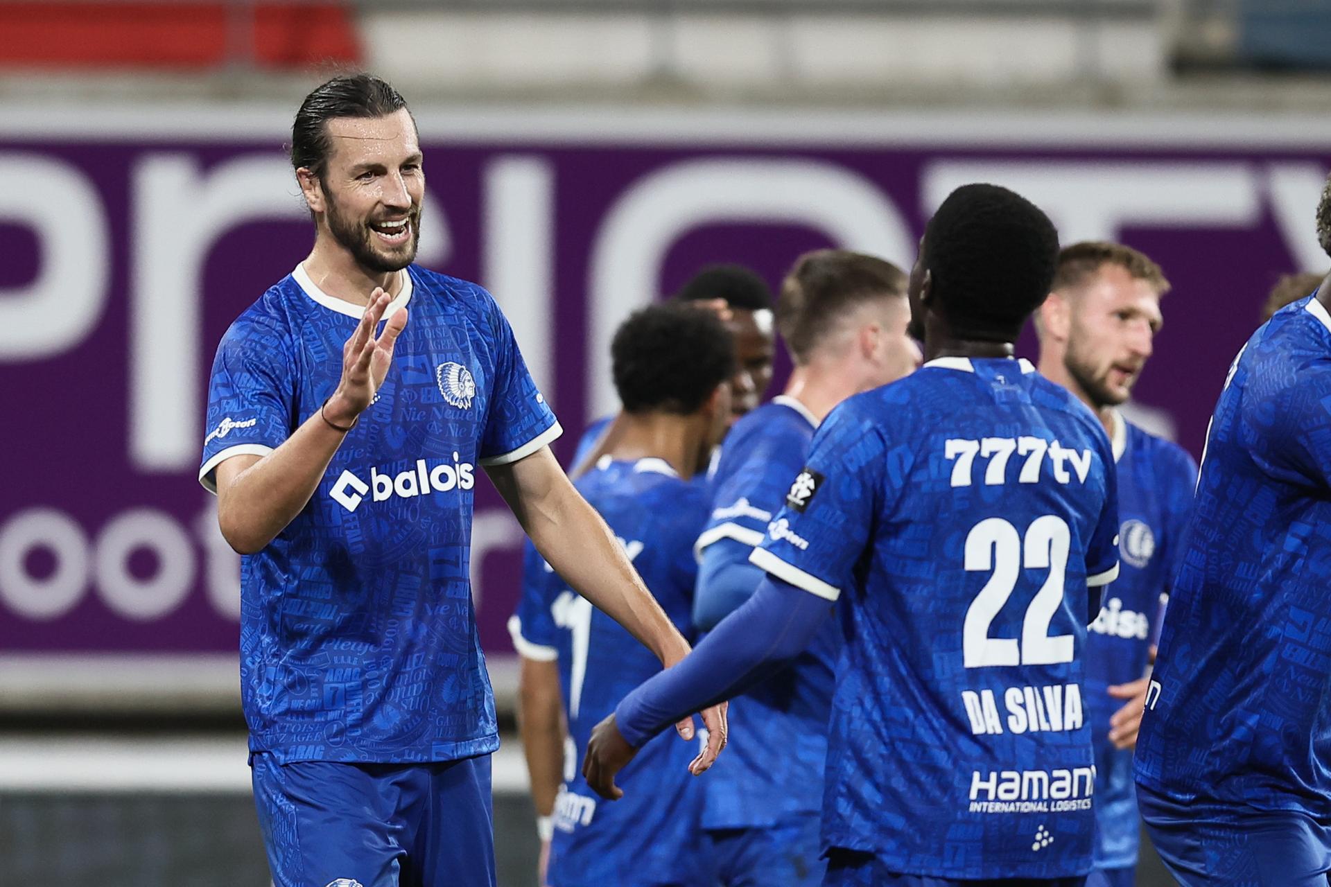 Gent's Christian Burgess celebrates after scoring during a soccer match between KAA Gent and Standard de Liege, Friday 18 September 2026 in Gent, on day 7 of the 2026-2027 'Jupiler Pro League' first division of the Belgian championship. BELGA PHOTO BRUNO FAHY