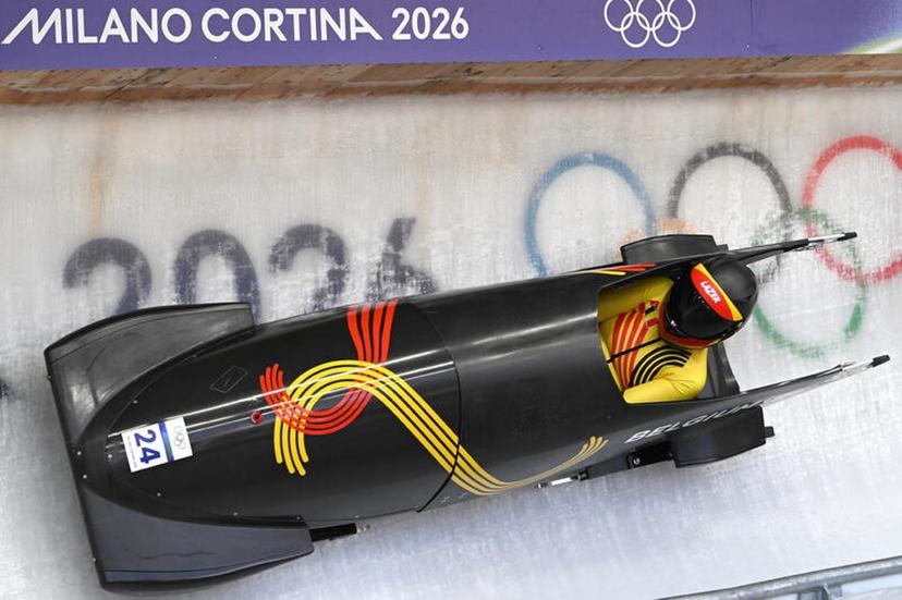 Kelly van Petegem of Belgium competes in Bobsleigh Women's Monobob Heat One on day nine of the Milano Cortina 2026 Winter Olympic Games at Cortina Sliding Centre, Cortina d'Aprezzo, Italy, February 15, 2026. (Photo by Anthony Behar/Sipa USA) BENELUX ONLY