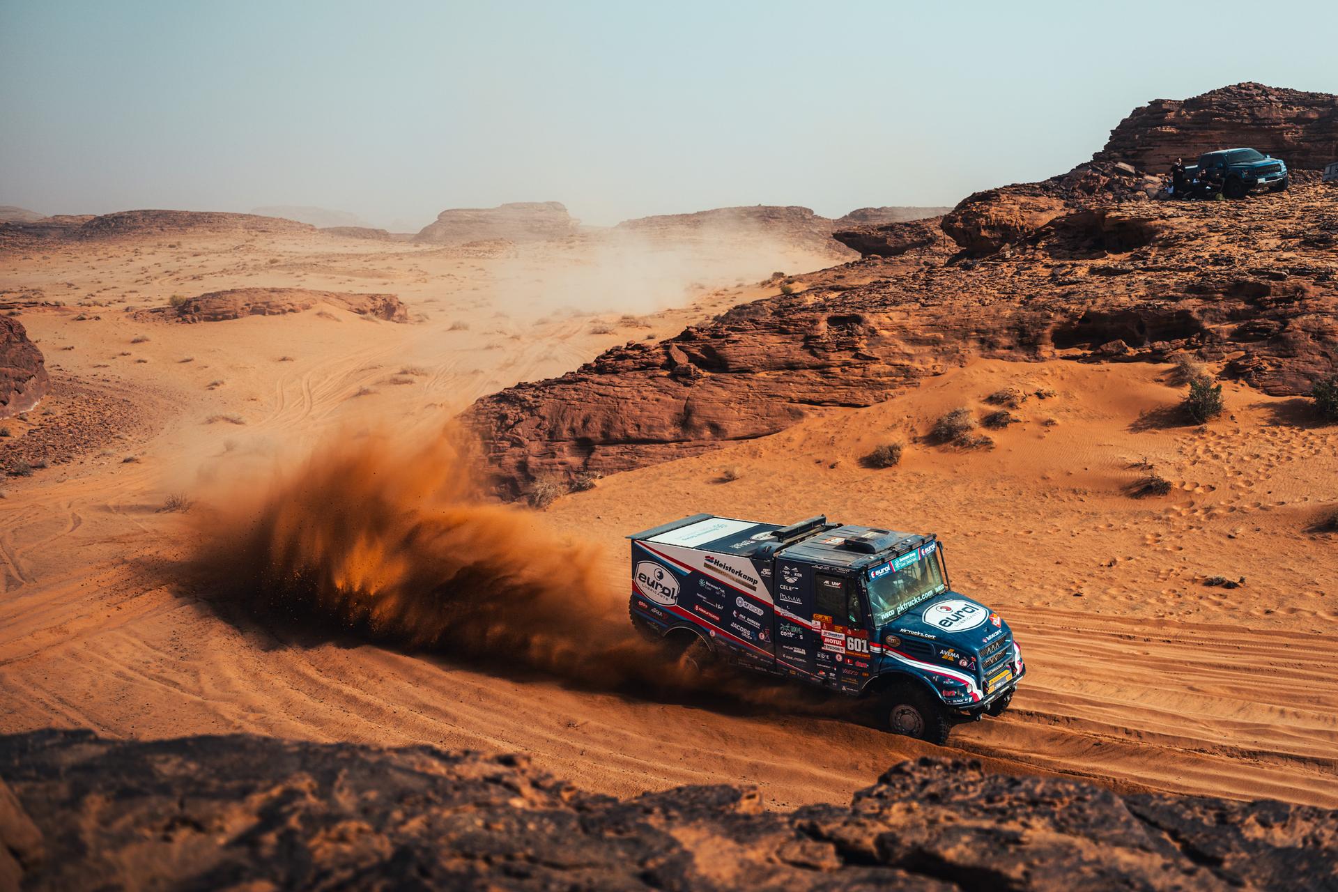 ATTENTION EDITORS - HAND OUT PICTURES - EDITORIAL USE ONLY - MANDATORY CREDIT: 'EUROL RALLYSPORT' Hand out picture released by Eric Dupain shows Mitchel van den Brink, Bart Van Heun and Jarno Van De Pol during stage 3 of the 2026 Dakar rally race in Al-Ula, Saudi Arabia on Tuesday 06 January 2026. *** Belga and Belga Editorial Board decline all responsibility regarding the content of this picture. *** PHOTO HAND OUT - EUROL RALLYSPORT