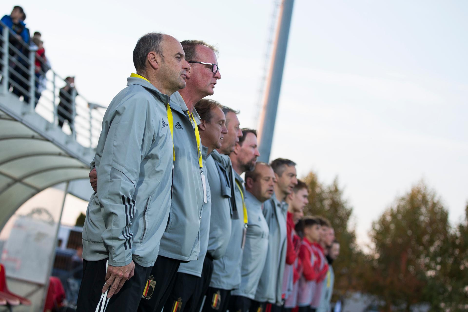 Belgium's head coach Bob Browaeys a soccer game between Romania U17 and Belgium U17, Saturday 29 October 2022 in Buftea, Romania, match 2/3 in the qualifications for the 2023 European Championships. BELGA PHOTO NIKOLA KRSTIC