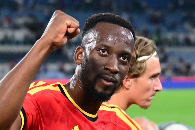 Belgium's Dodi Lukebakio celebrates after a soccer game between the Red Devils, the Belgian national soccer team and Italy for the opening game of the UEFA Nations League, in Rome, on Friday 25 September 2026. BELGA PHOTO DIRK WAEM