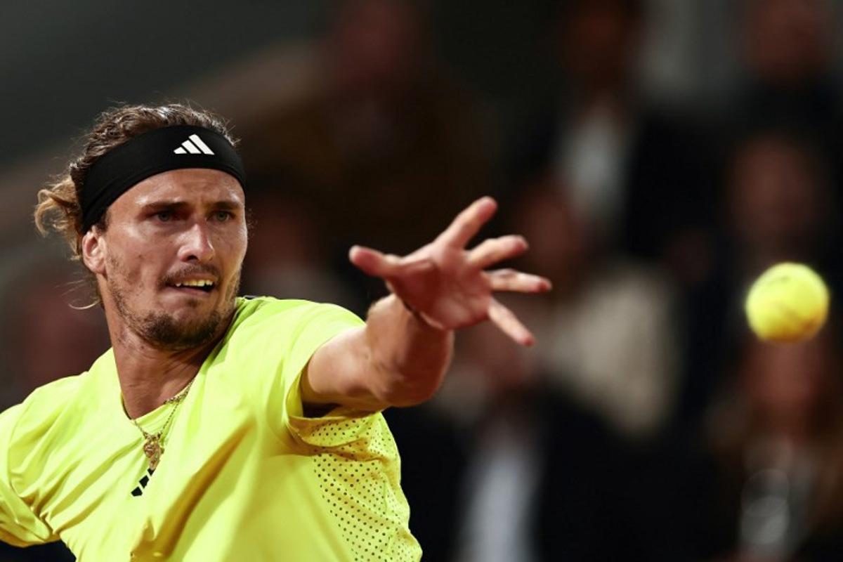 Germany's Alexander Zverev eyes the ball during his men's singles quarter-final match against Serbia's Novak Djokovic on day 11 of the French Open tennis tournament on Court Philippe-Chatrier at the Roland-Garros Complex in Paris on June 4, 2025. Thibaud MORITZ / AFP