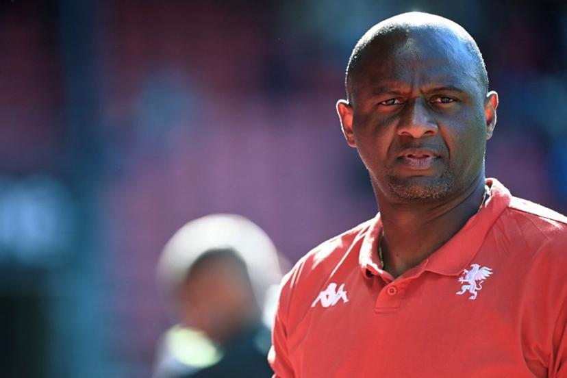 Genoa's French coach Patrick Vieira looks on prior to the international club friendly football match between Rennes and Genoa at the Roazhon Park stadium in Rennes, western France on August 9, 2025. JEAN-FRANCOIS MONIER / AFP