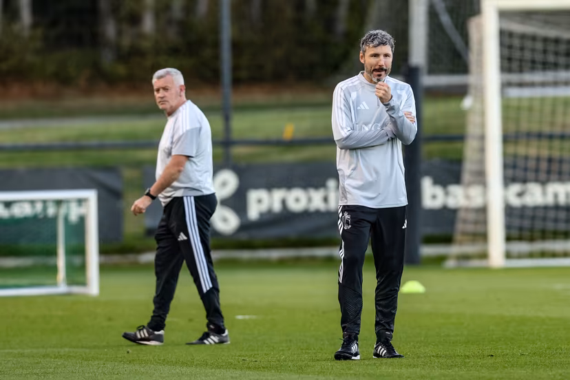 Belgium's head coach Mark van Bommel pictured during a training session of the Red Devils, the Belgian national soccer team, at the national training center in Tubize, Monday 21 September 2026. The team is preparing for fixtures in the UEFA Nations League competition. BELGA PHOTO BRUNO FAHY