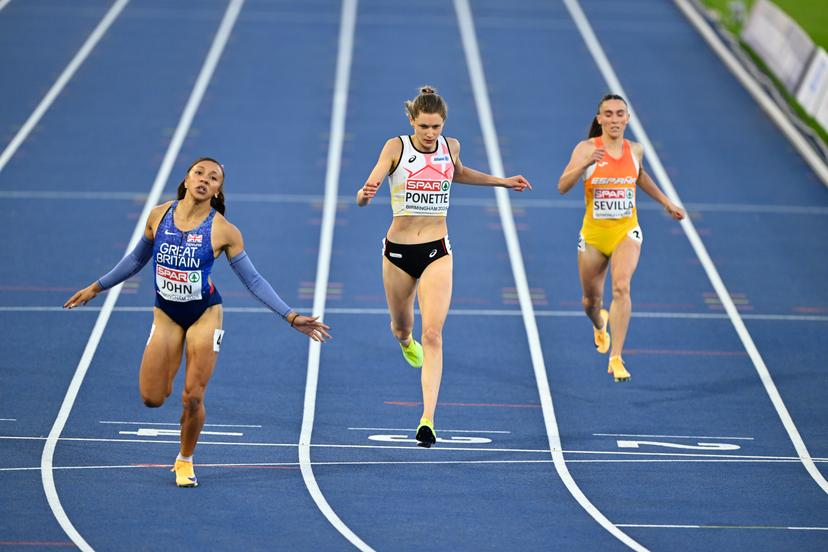 Belgian Helena Ponette pictured during the Women's 400m final on the sixth day of the European Athletics Championships (August 10-18) in Birmingham, United Kingdom, on Saturday 15 August 2026. BELGA PHOTO ERIC LALMAND