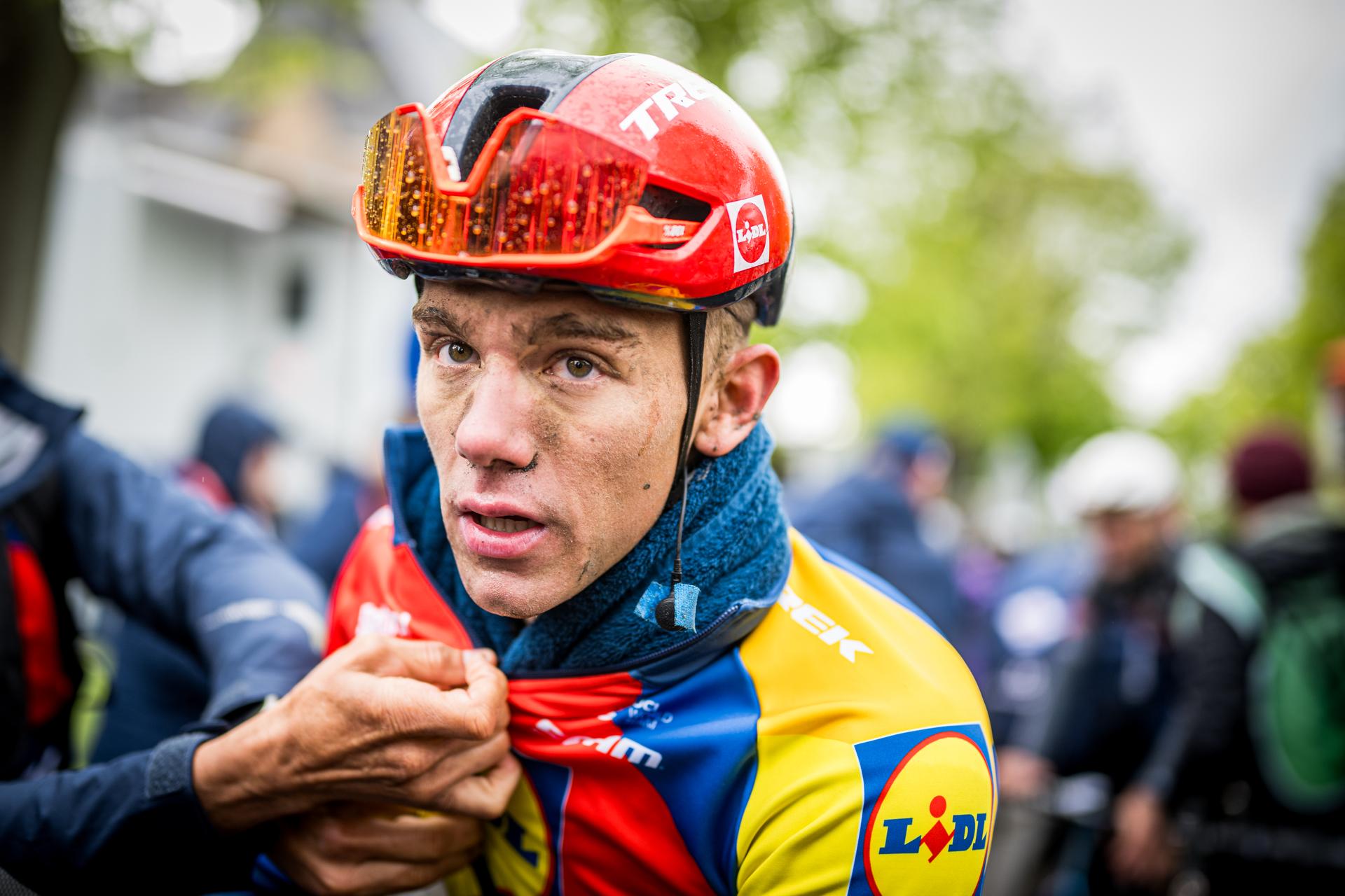 Belgian Thibau Nys of Lidl-Trek pictured after the men's race of the 'La Fleche Wallonne', one day cycling race (Waalse Pijl - Walloon Arrow), 205,2 km from Ciney to Huy, Wednesday 23 April 2025. BELGA PHOTO JASPER JACOBS