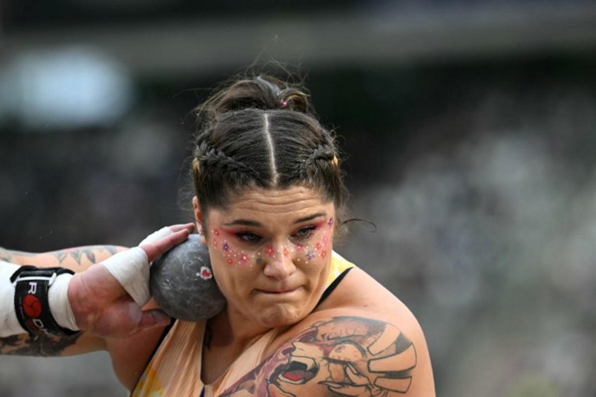 US' Chase Jackson competes in the women's Shot Put during the World Athletics Diamond League athletics meeting at the King Baudouin Stadium in Brussels, on September 4, 2026. NICOLAS TUCAT / AFP