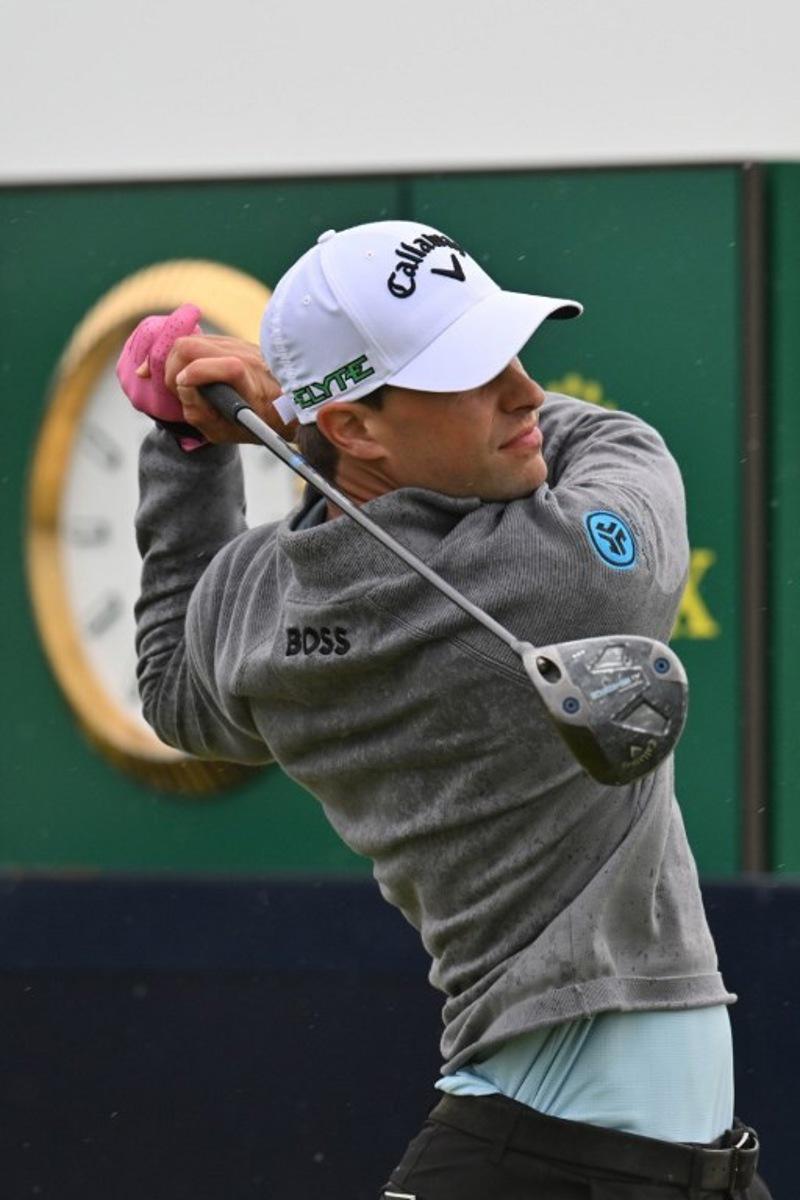 Belgium's Thomas Detry watches his drive from the 17th tee on the opening day of the 153rd Open Championship at Royal Portrush golf club in Northern Ireland on July 17, 2025. ANDY BUCHANAN / AFP