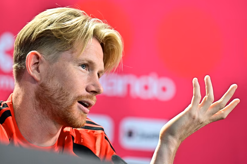 Belgium's Kevin De Bruyne pictured during a press conference of Belgian national soccer team Red Devils in their base camp, home of the Seattle Sounders, Renton, Seattle, USA, on Saturday 13 June 2026. The Red Devils prepare for the 2026 FIFA World Cup. BELGA PHOTO DIRK WAEM