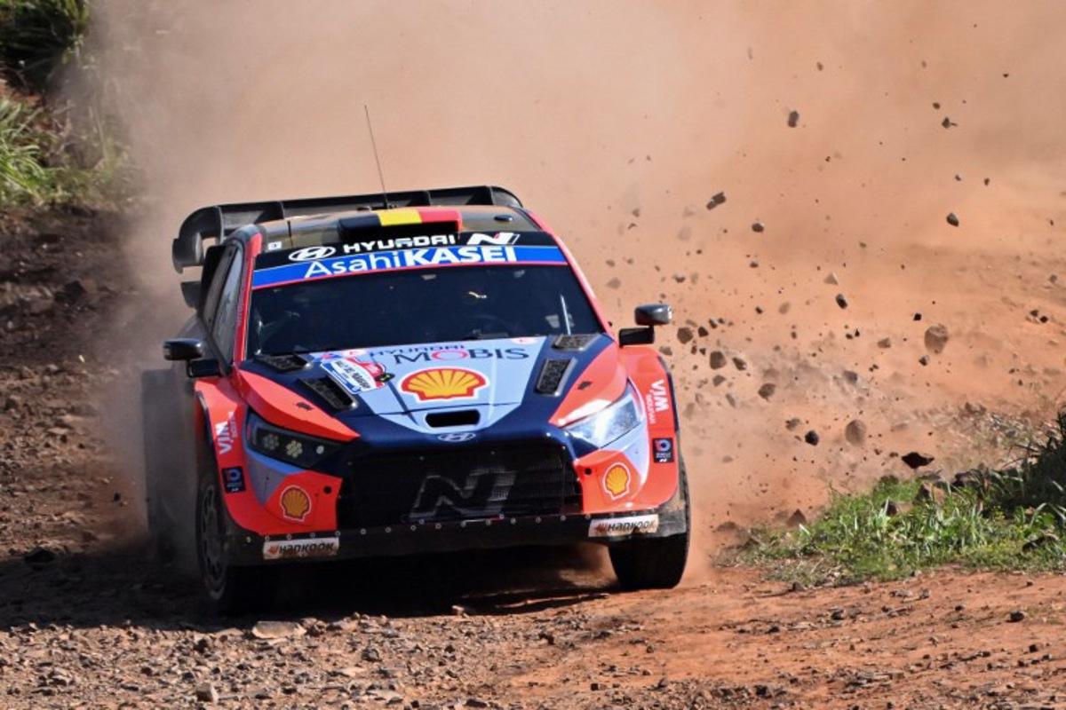 Belgium driver Thierry Neuville and co-driver Martijn Wydaeghe compete in their Hyundai i20 N Rally1 during the Artigas stage of the WRC Rally Paraguay, the 10th round of the FIA World Rally Championship (WRC), in General Artigas near Encarnacion, Paraguay, on August 30, 2025. Luis ROBAYO / AFP