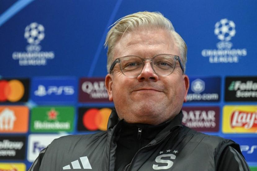 Sparta Prague's Danish head coach Lars Friis attends a press conference in Prague, Czech Republic on January 21, 2025, on the eve of their UEFA Champions League football against Inter Milan. Michal Cizek / AFP