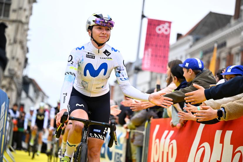 German Liane Lippert of Movistar Team pictured at the start of the women's race of the 'Ronde van Vlaanderen/ Tour des Flandres/ Tour of Flanders' UCI WorldTour one day cycling race, 164,1 km with start and finish in Oudenaarde, Sunday 05 April 2026. BELGA PHOTO JASPER JACOBS