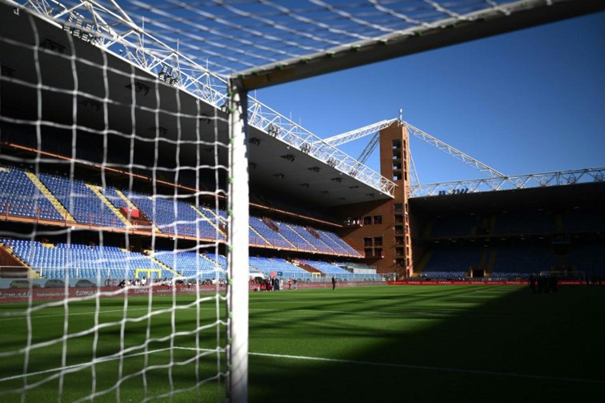 A general view shows empty stands at the Luigi-Ferraris Stadium before the Italian Serie A football match between Genoa and Juventus in Genoa, on September 28, 2024. The match will be played behind closed doors due to clashes that occured between Genoa and Sampdoria supporters in a past Italian Cup match. MARCO BERTORELLO / AFP