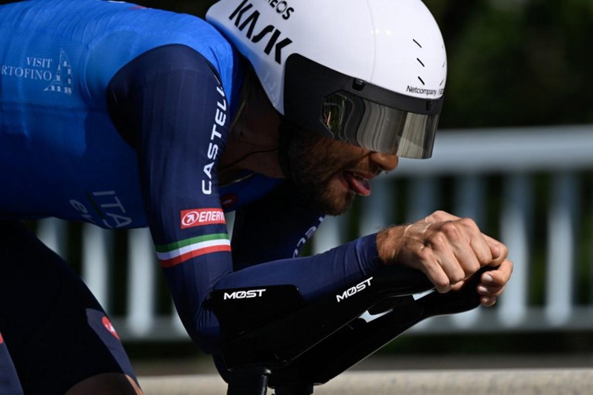 Italy's Filippo Ganna competes in the Men's Elite individual time trial during 2026 Union Cycliste Internationale (UCI) Road World Championships in Montreal, Quebec, on September 20, 2026. Andrej Ivanov / AFP