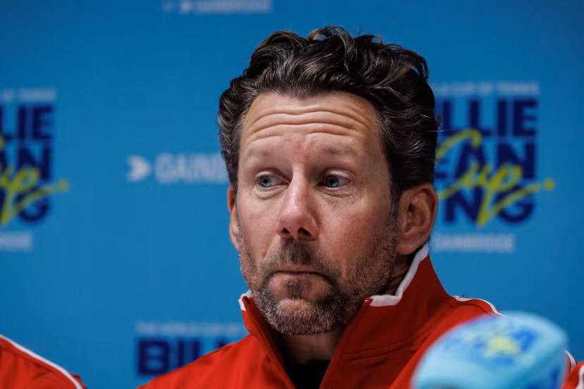Belgian team captain Wim Fissette pictured during a press conference of Belgian team ahead of the meeting between Belgium and USA, in the qualifiers of the Billie Jean King Cup tennis, in Oostende, Belgium, on Tuesday 07 April 2026. The game will be played on 10 and 11th April. PHOTO KURT DESPLENTER