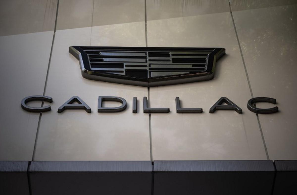 View of the Cadillac logo at a Cadillac car showroom in Mexico City on December 5, 2024. Sales of luxury vehicles in Mexico registered a significant drop in 2024, in the face of a stronger presence of Chinese-made vehicles preferred by consumers. CARL DE SOUZA / AFP