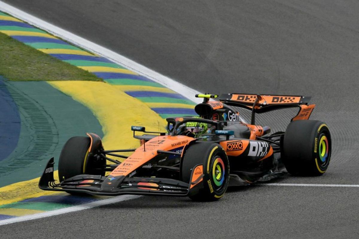 McLaren's British driver Lando Norris races in the lead during the Sao Paulo Formula One Grand Prix at the Jose Carlos Pace racetrack, aka Interlagos, in Sao Paulo, Brazil on November 9, 2025. Nelson ALMEIDA / AFP
