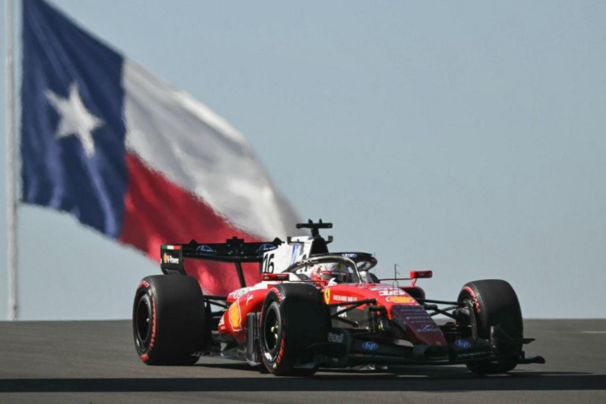 Ferrari's Monegasque driver Charles Leclerc races during a practice session for the United States Formula One Grand Prix at the Circuit of the Americas in Austin, Texas, on October 23, 2026. ANGELA WEISS / AFP