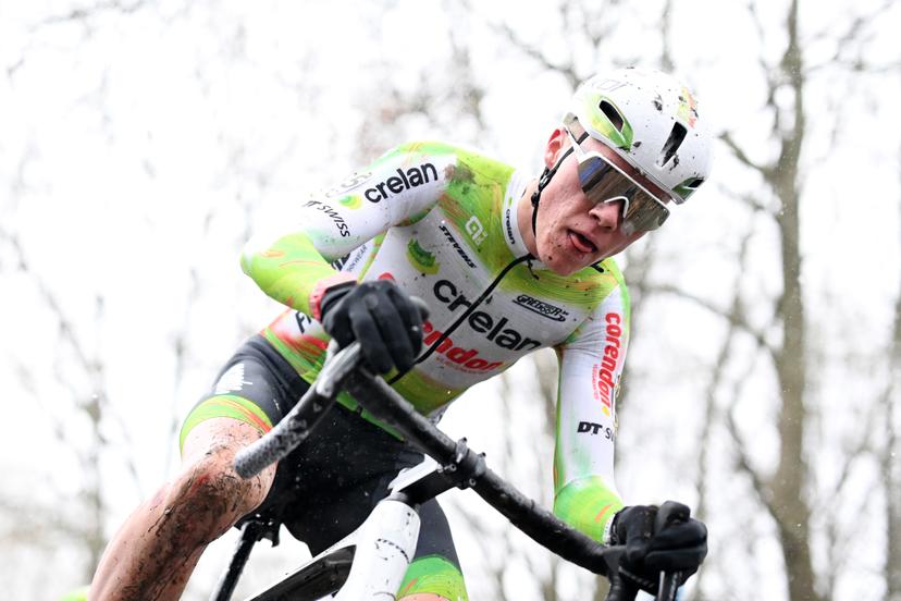 Belgian Joran Wyseure pictured in action during the men elite race of the 'Brussels Universities' cyclocross cycling event, stage 8/8 in the 'X20 Badkamers Trofee' competition, Sunday 15 February 2026 in Brussels, Belgium. BELGA PHOTO MAARTEN STRAETEMANS