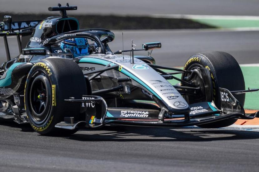 Mercedes' British driver George Russell drives during the first practice session of the Italian Formula One Grand Prix at the Autodromo Nazionale Monza circuit in Monza, northern Italy on September 4, 2026. Andrej ISAKOVIC / AFP