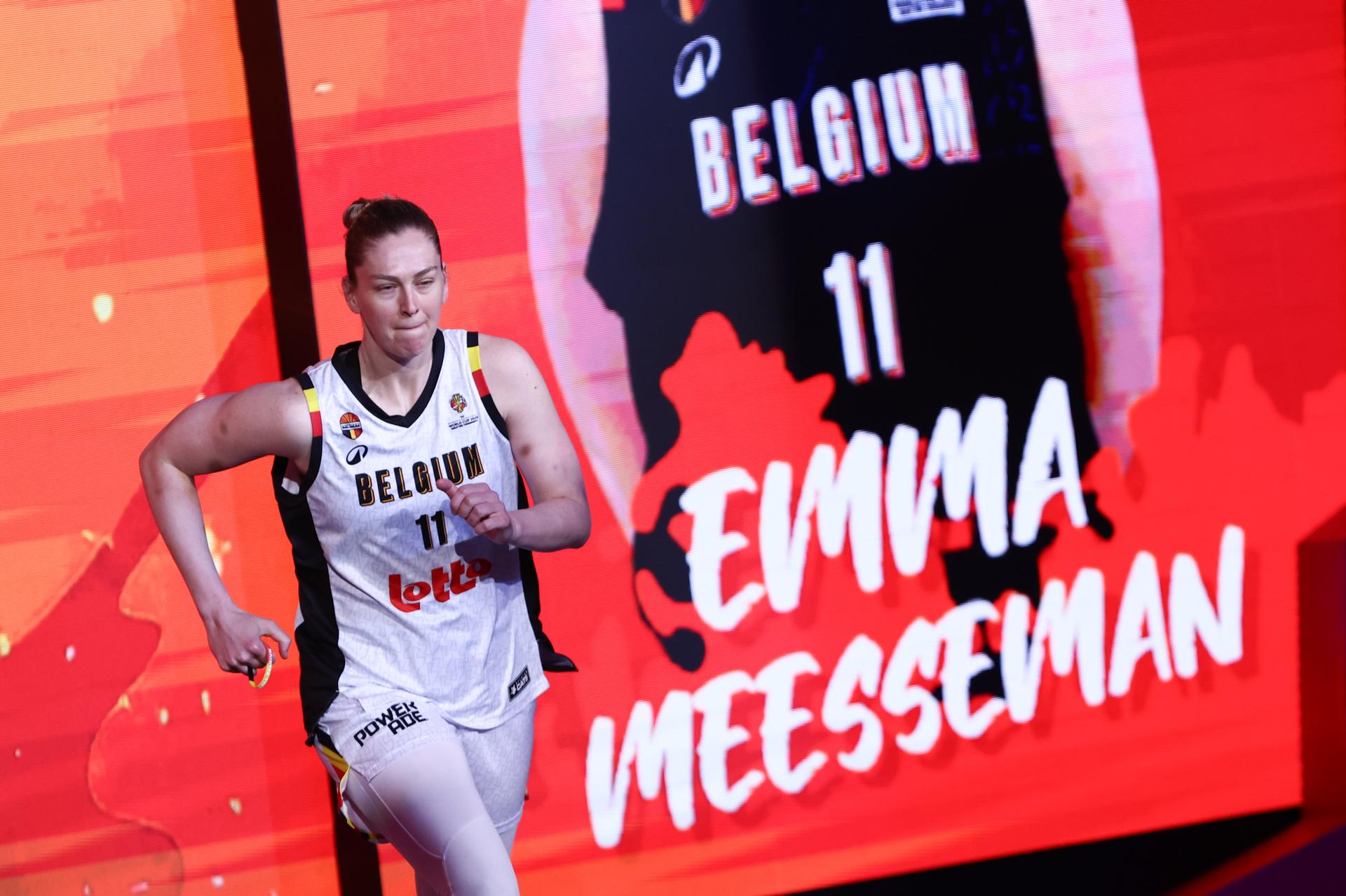 Belgium's Emma Meesseman pictured at the start of a basket game between Belgium's national team Belgian Cats and Czech Republic, in Wuhan, China, on Tuesday 17 March 2026, the fifth game (out of 5) of the qualifications phase for the World Cup Basket tournament. BELGA PHOTO NIKOLA KRSTIC