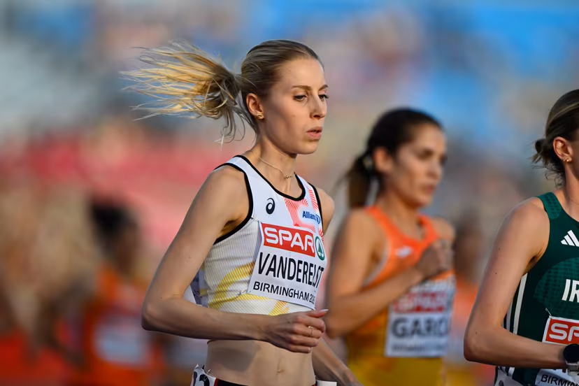 Belgium's Elise Vanderelst is pictured in action during the women's 5.000m event on the second day of the European Athletics Championships (August 10-18) in Birmingham, United Kingdom, on Tuesday 11 August 2026. BELGA PHOTO ERIC LALMAND