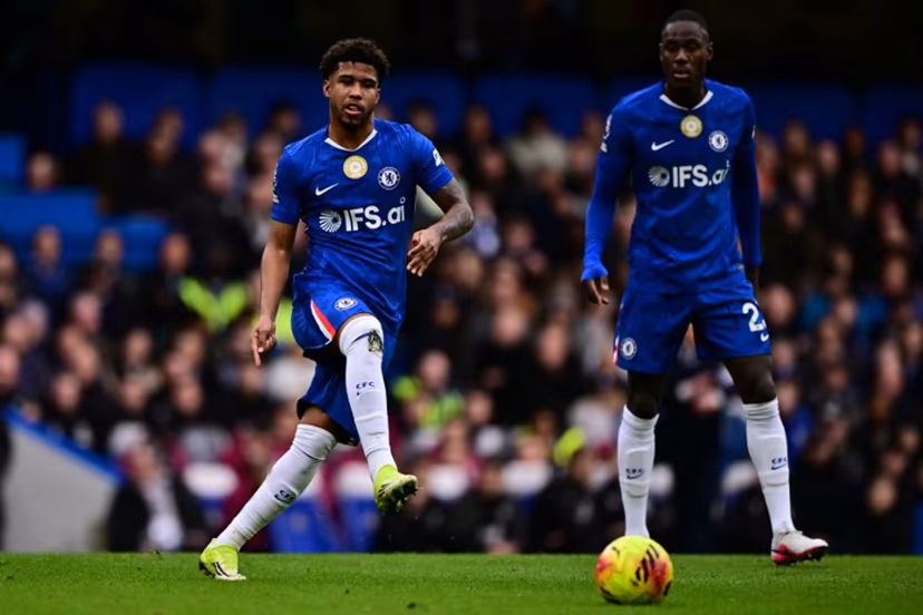 Chelsea's Brazilian midfielder #17 Andrey Santos passes the ball during the English Premier League football match between Chelsea and Burnley at Stamford Bridge in London on February 21, 2026. Ben STANSALL / AFP